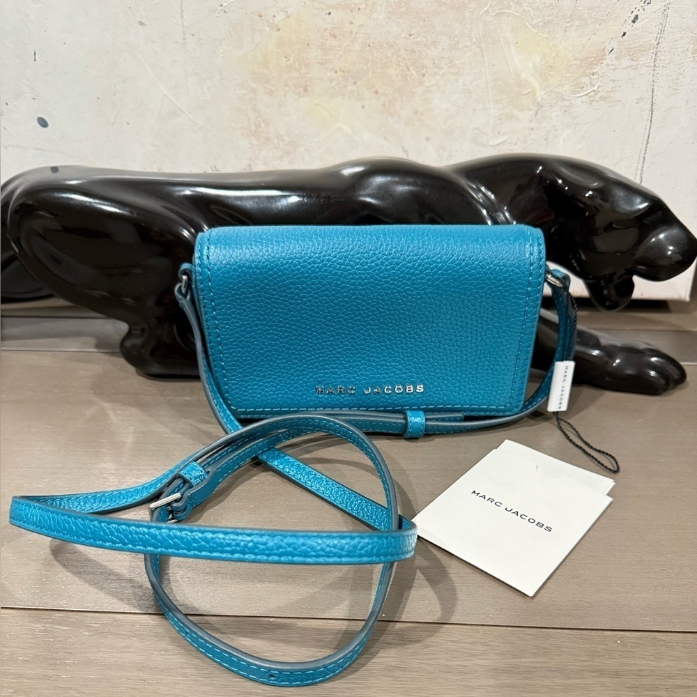 Authenticated Marc Jacobs Harbor Blue Pebbled Leather Crossbody Bag | NWT - Picture 2 of 13